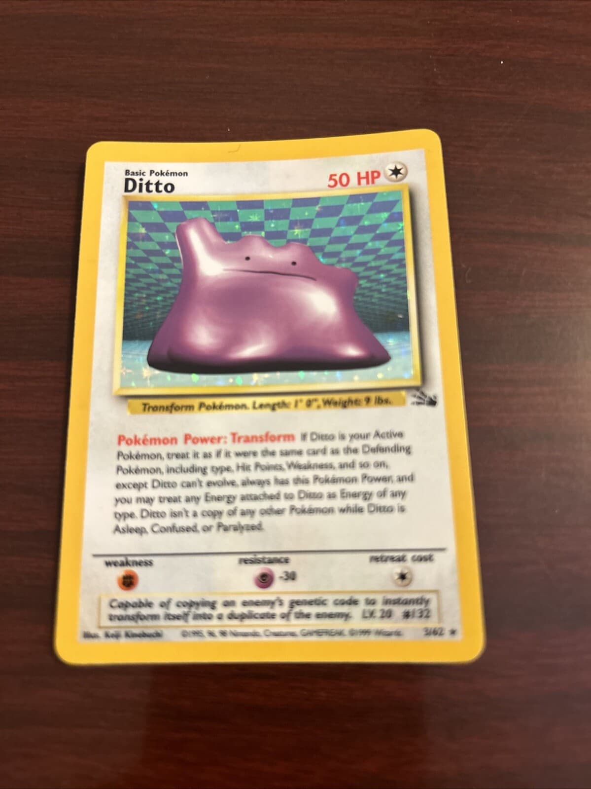RARE HOLO - Ditto Pokémon Card - Fossil Set 3/62
