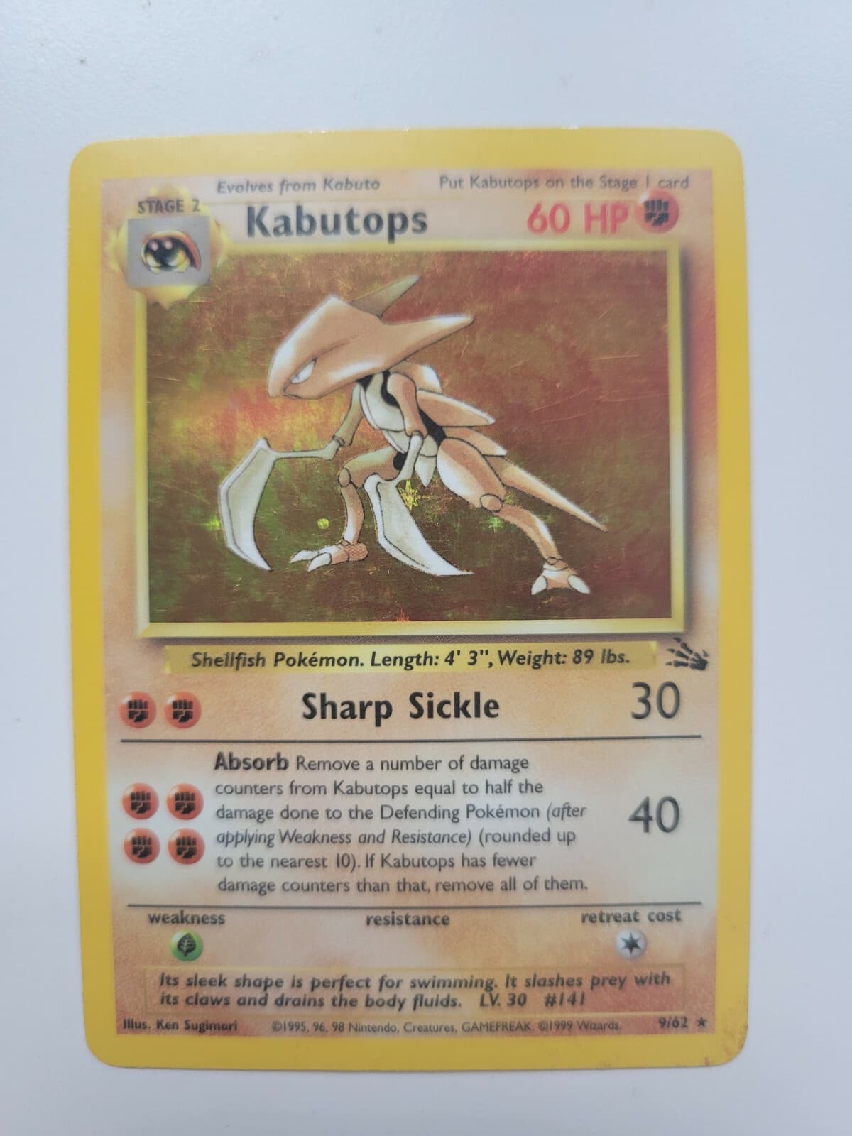 Kabutops - 9/62 Fossil Pokemon - Holo Rare