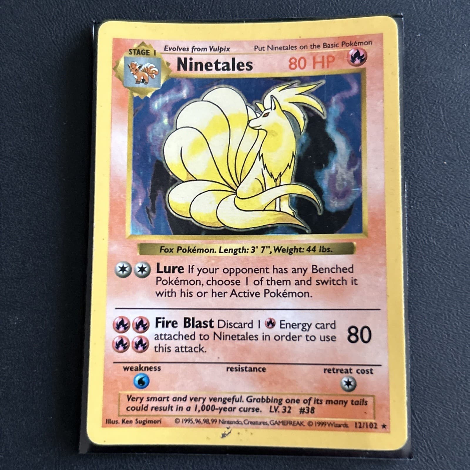 Pokémon Ninetales TCG Base Set Holo Shadowless Rare 12/102