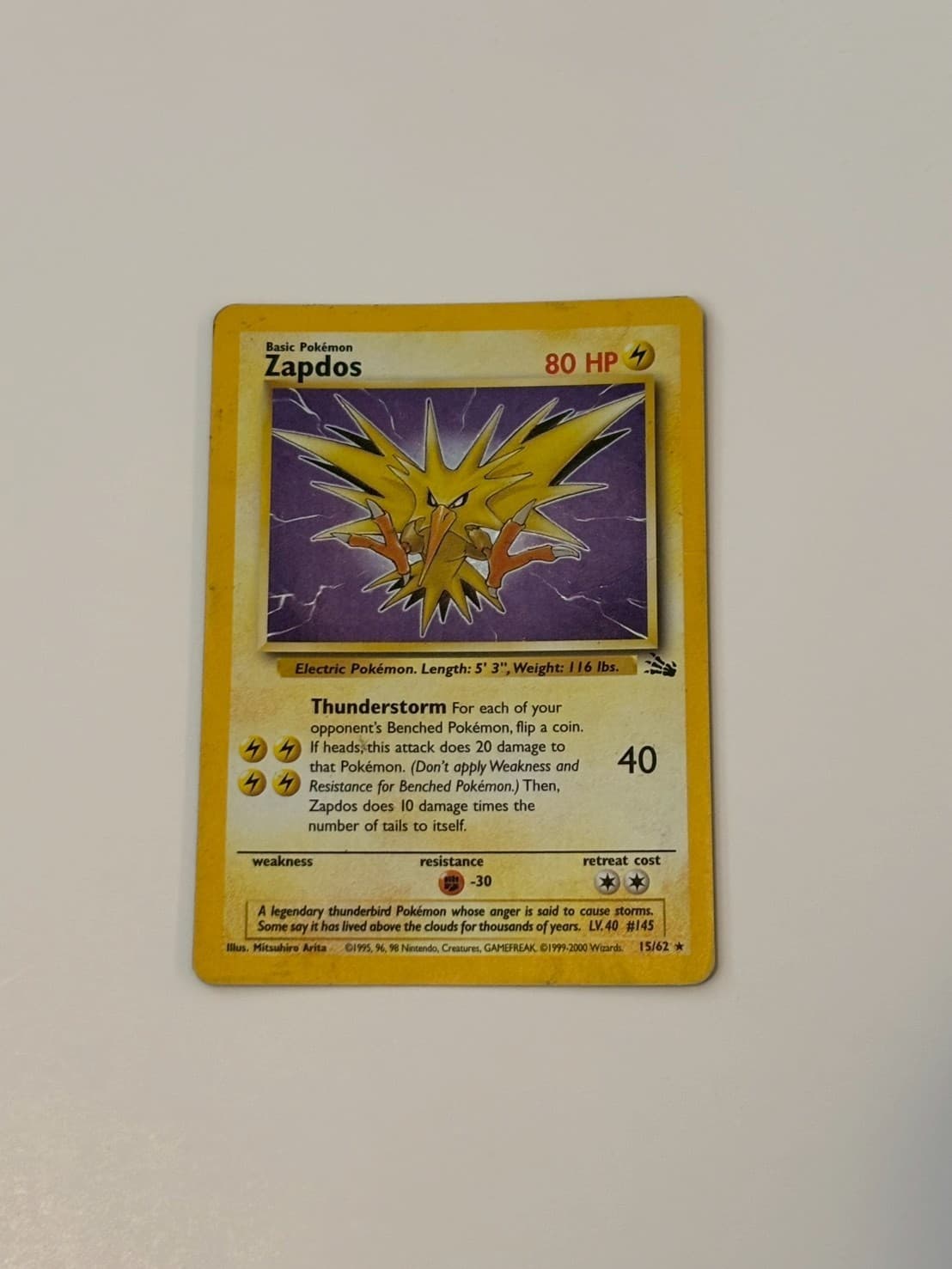 Zapdos 15/62 Fossil Holo