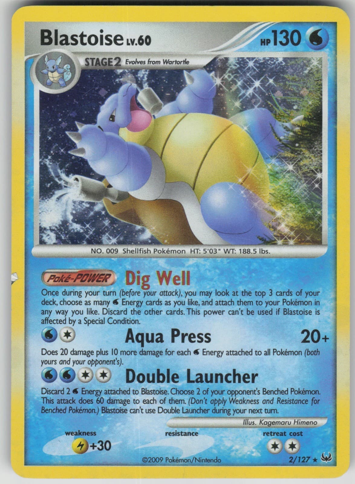 Pokemon TCG Blastoise Holo Rare Platinum 2/127