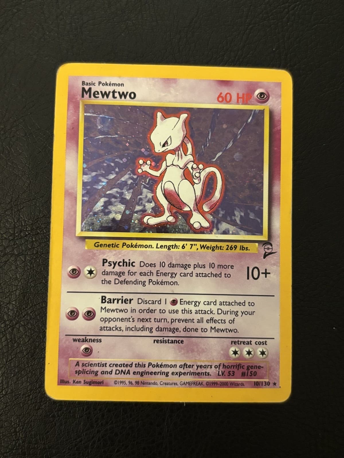 Mewtwo 010/130 Base Set 2 Holo. MODERATELY PLAYED