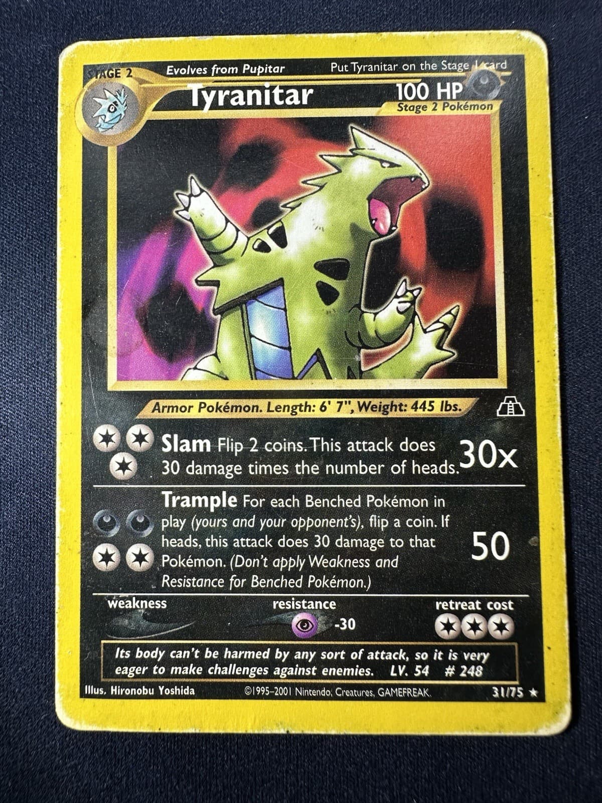 Tyranitar 31/75 Rare Neo Discovery Pokemon Unlimited HP Free Ship D Non Holo