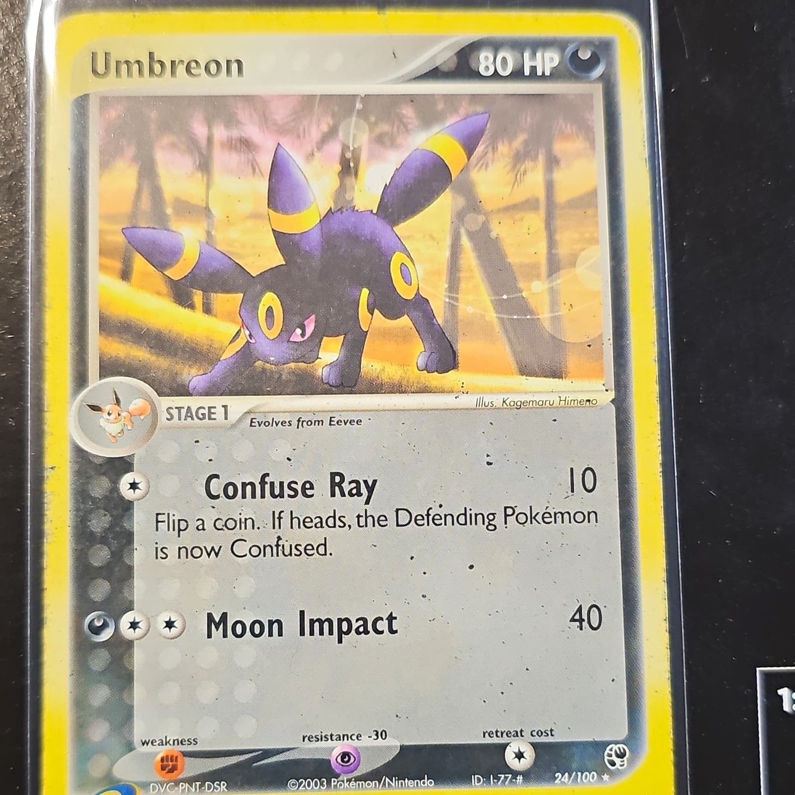 Pokemon TCG Umbreon 24/100 EX Sandstorm Holo Rare EN 2003 80 HP Stage 1