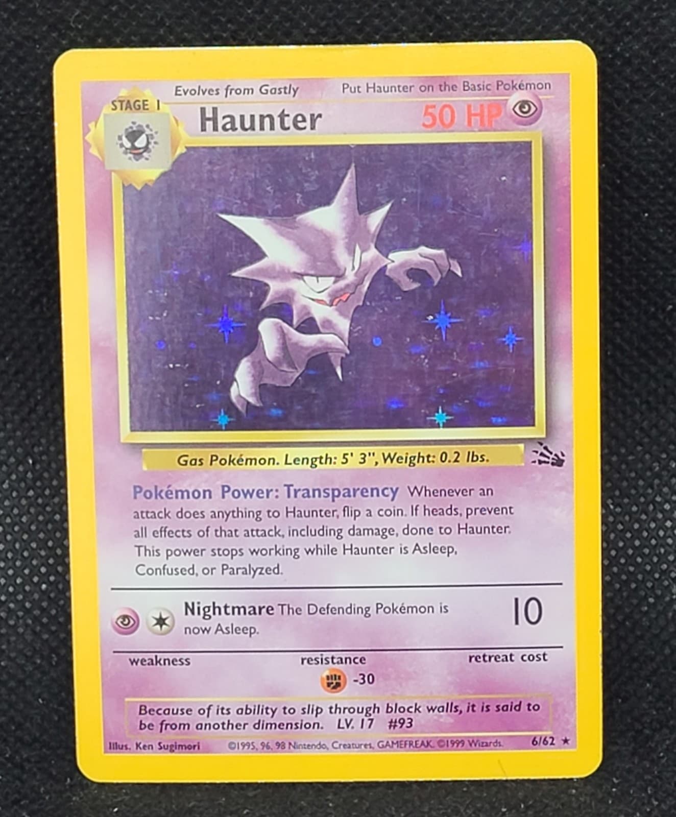 Haunter (6) Pokemon Fossil #06/62 HOLO MP
