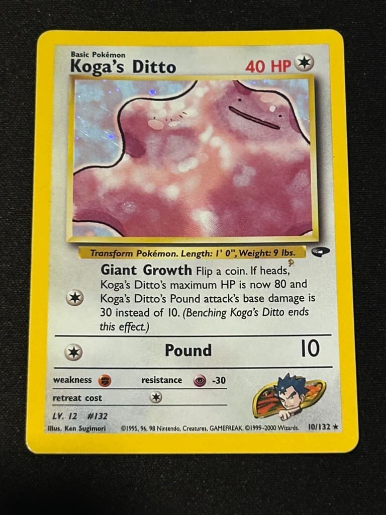 Koga's Ditto 10/132 Holo Rare Gym challenge Pokemon - LP-