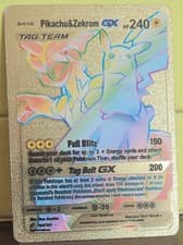 Pokémon Pikachu & Zekrom GX Gold Metal Secret Rare Sm-Team Up 184/181