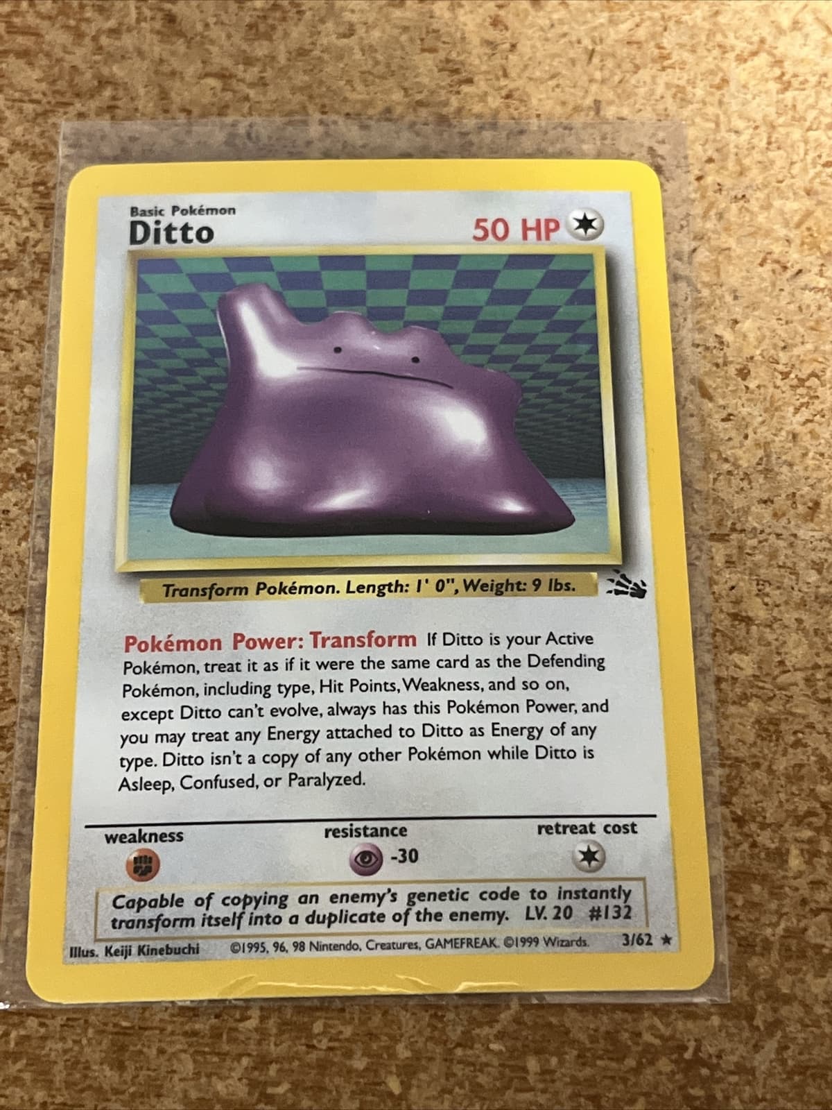 Ditto 3/62 Single - Pokemon Fossil - Holo Rare - MP  1995, 96, 98
