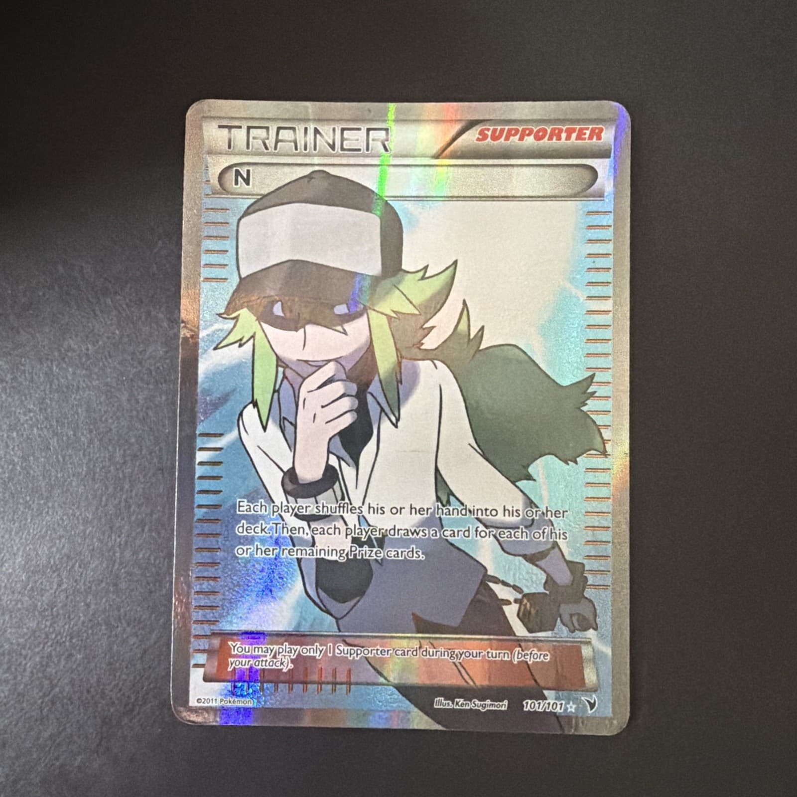 Pokémon Trainer N Full Art Holo Card 101/101 Noble Victories Supporter