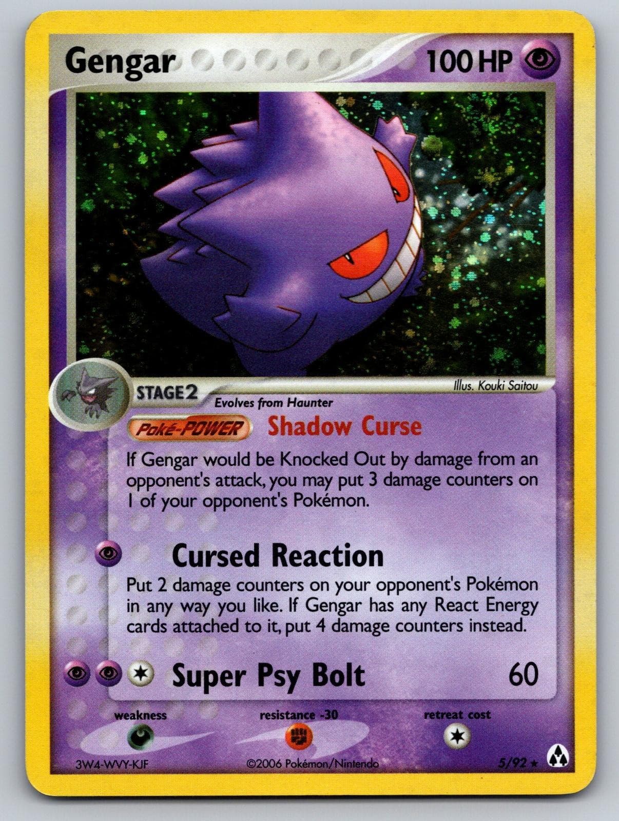 Gengar 5/92 Holo Rare Legend Maker Pokemon Lightly Played