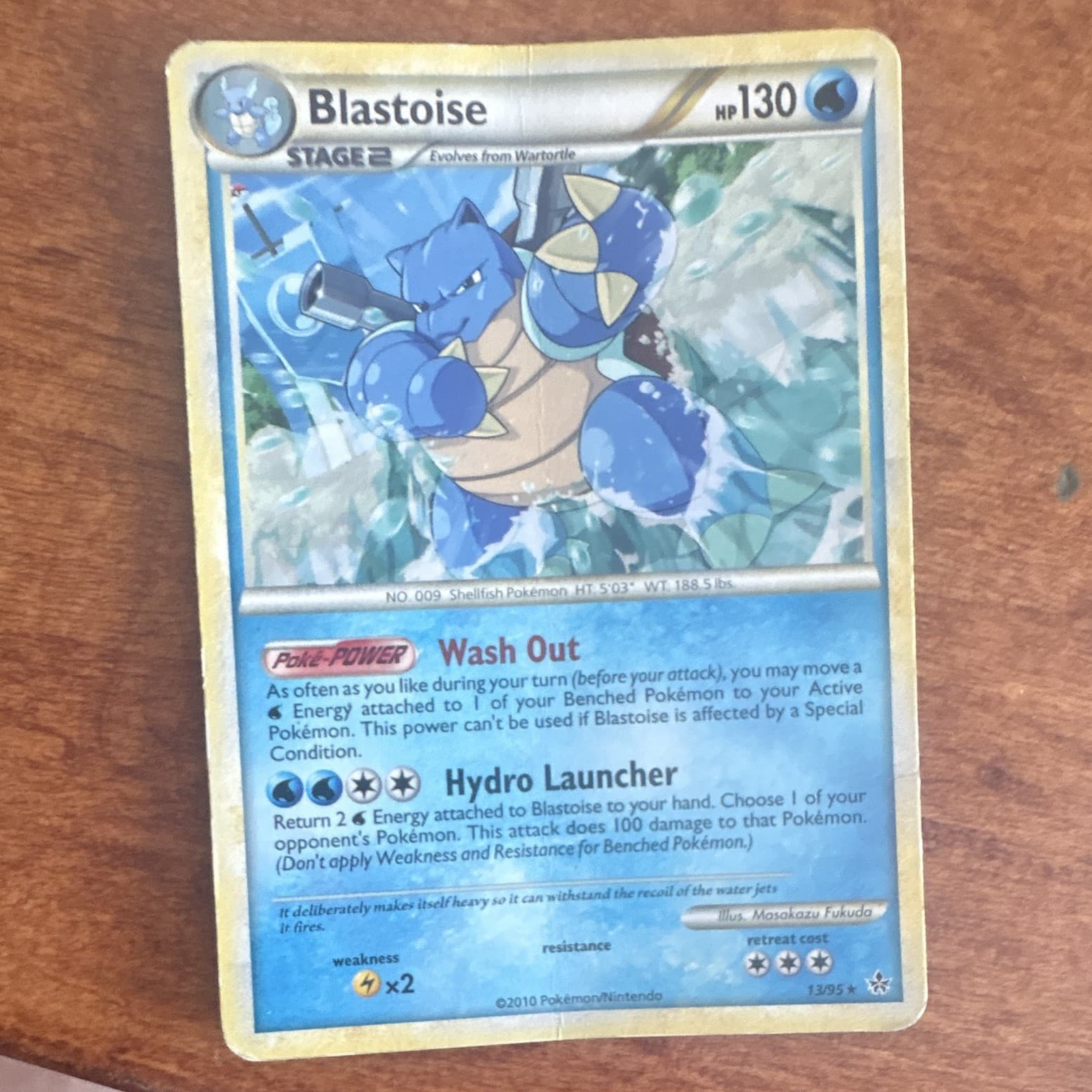 Pokemon Blastoise 13/95 Unleashed Regular holo Rare English 2010 130 HP Stage 2