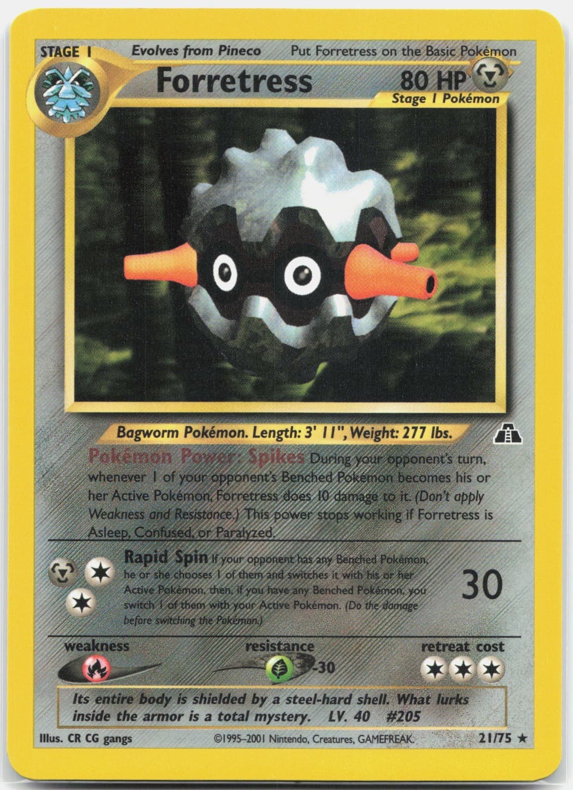 Forretress (21) Rare Neo Discovery N2 Metal Unlimited 21/75 2001 NM