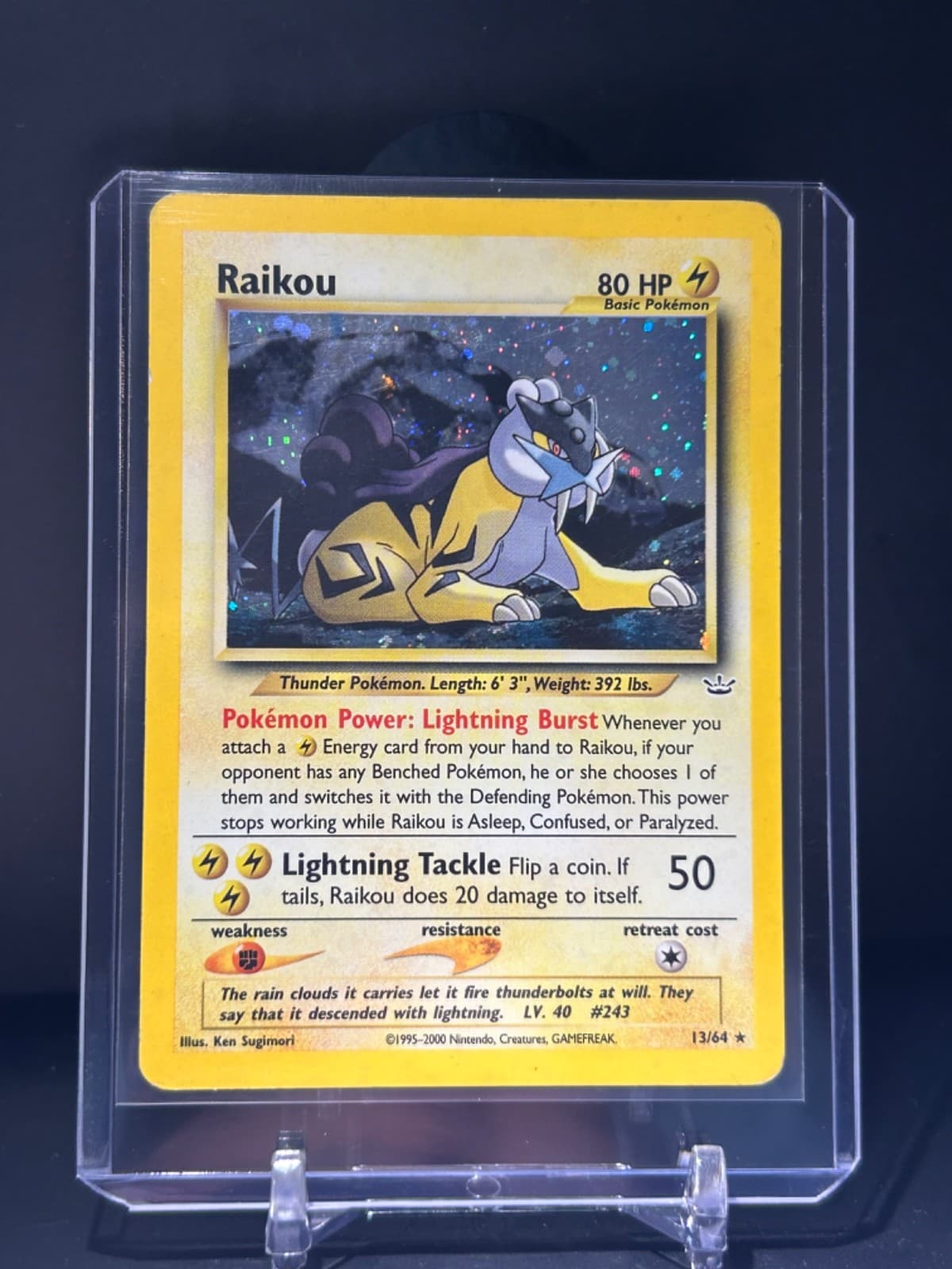Pokemon TCG Raikou 13/64 Holo Rare LP Neo Revelation #13 Vintage WOTC
