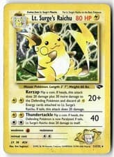 LT. SURGE'S RAICHU 11/132 RARE GYM CHALLENGE POKEMON UNLIMITED HOLO HP