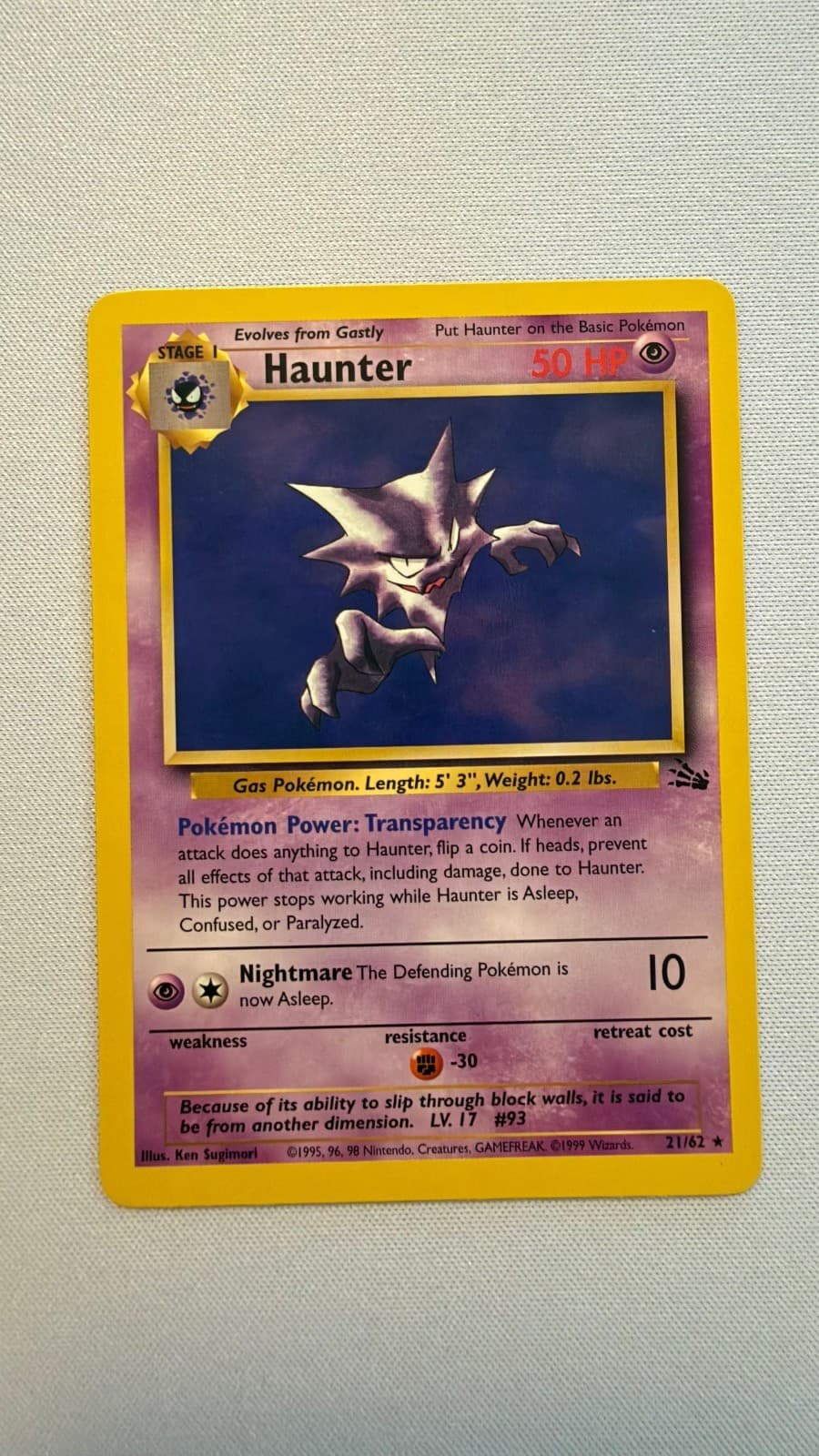 Haunter 21/62 Rare Fossil Pokemon LP