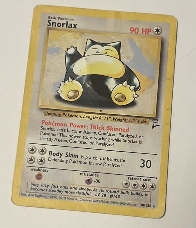 Pokémon TCG Snorlax Base Set 2 30/130 Unlimited Rare