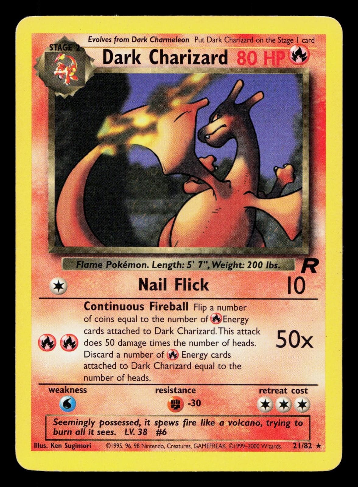 DARK CHARIZARD 21/82 RARE TEAM ROCKET POKEMON UNLIMITED MP