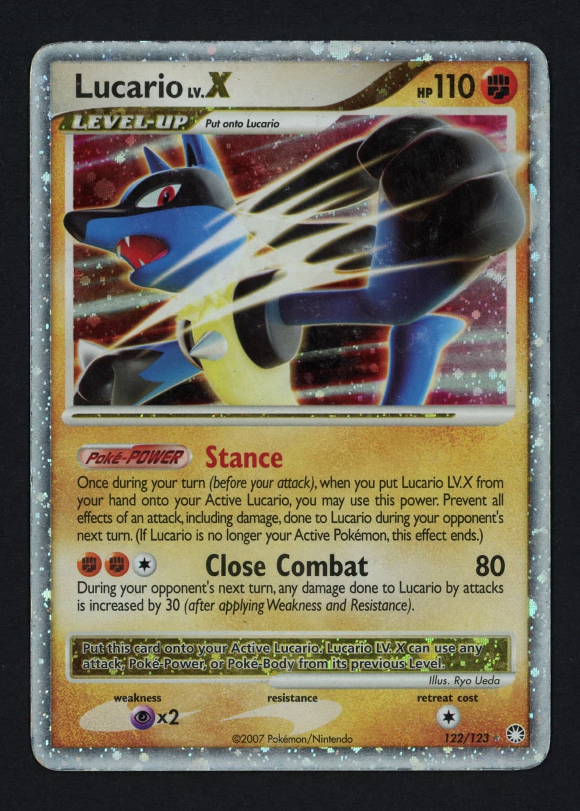 Lucario LV.X 122/123 Mysterious Treasures Holofoil Ultra Rare Pokemon TCG