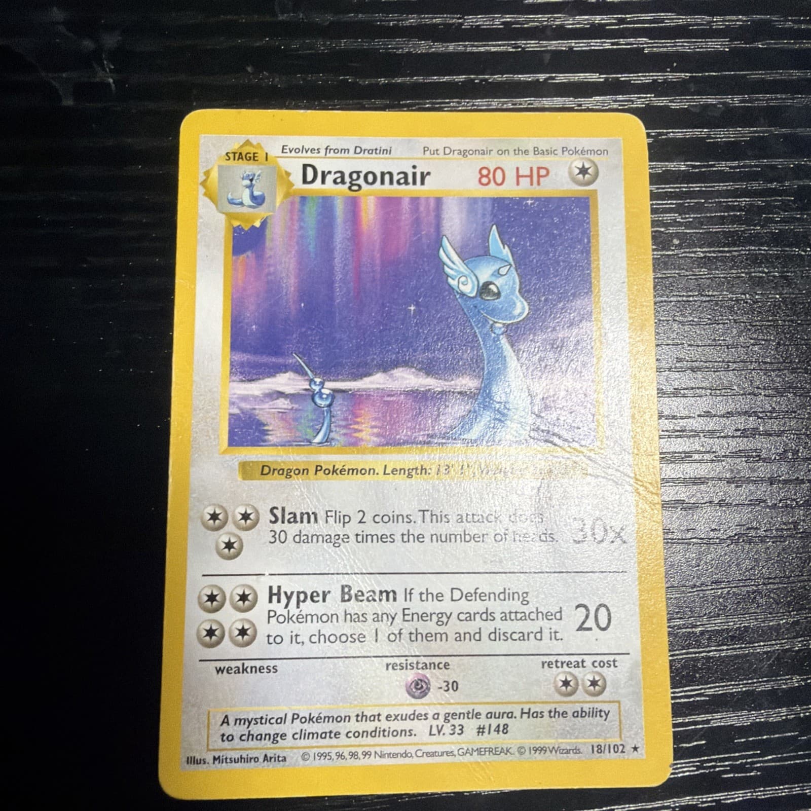 Pokemon TCG Dragonair Shadowless 18/102 Base Set Rare English 1999 Vintage