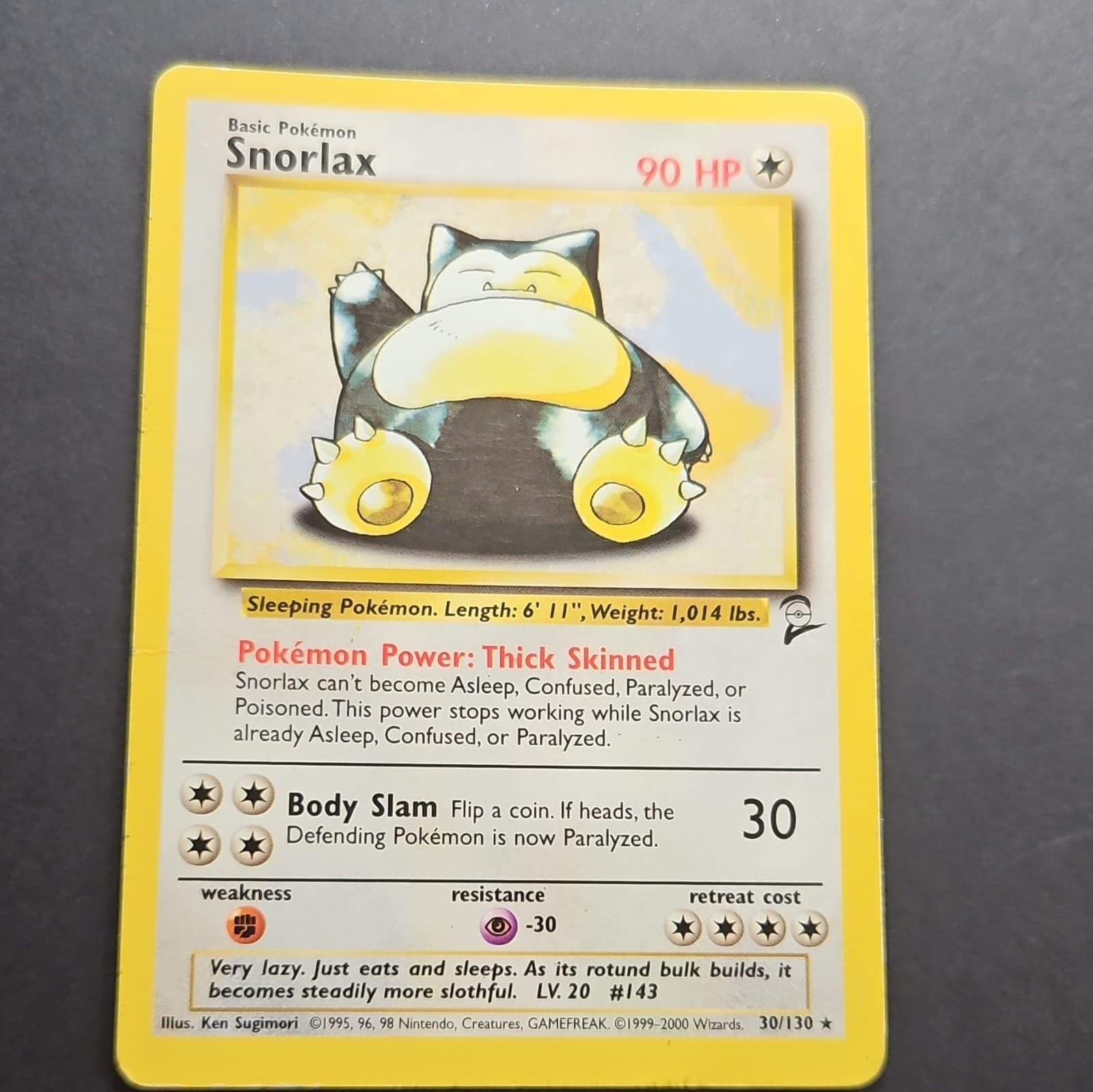Snorlax 30/130 Base Set 2 Rare English Unlimited 90 HP