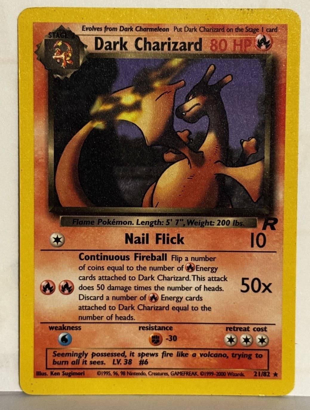 Dark Charizard Non Holo Team Rocket 21/82 Pokemon Vintage LP LightPlay Fast Ship