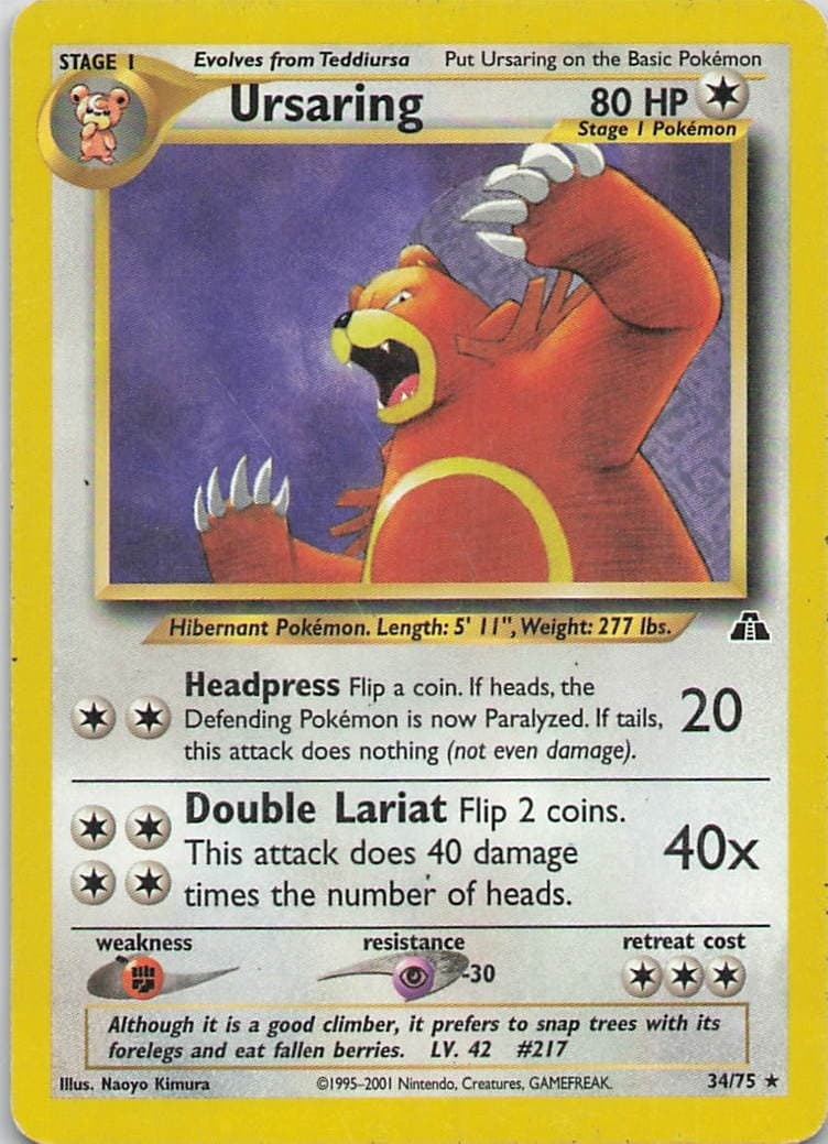 Ursaring (34) Unlimited Rare Neo Discovery 34/75 HP