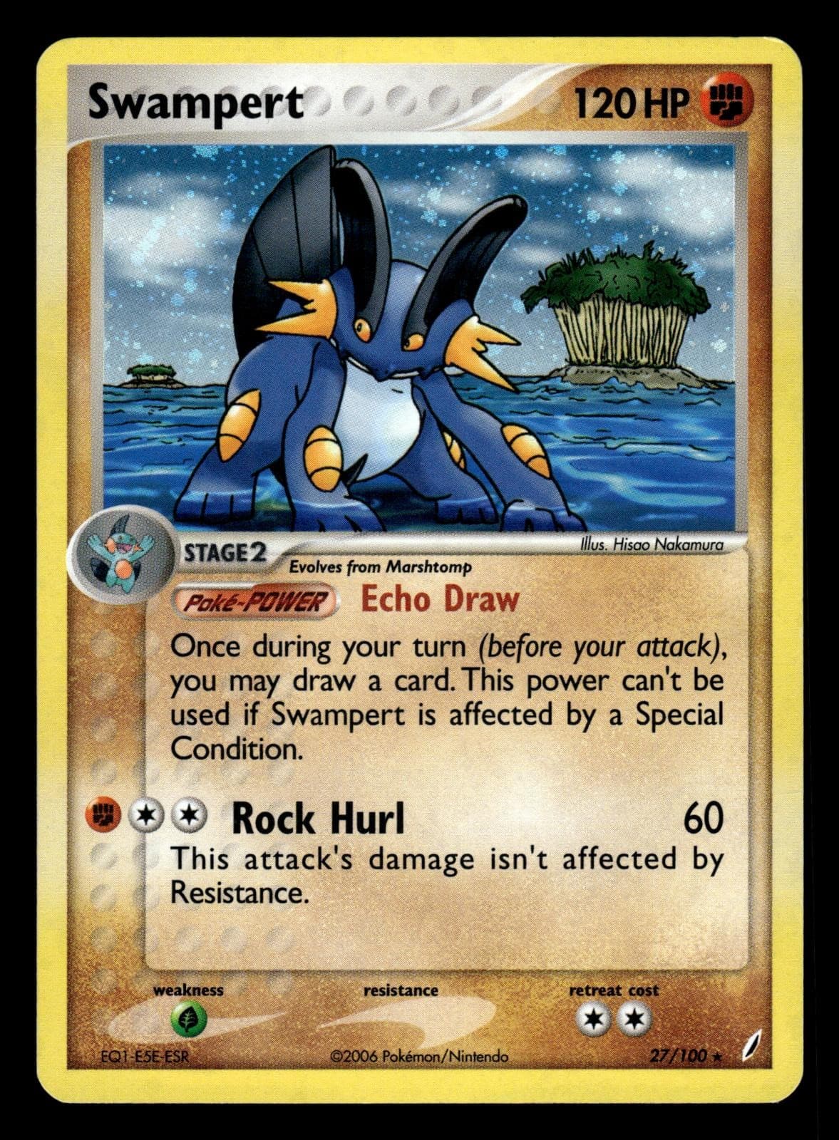 SWAMPERT (EX CRYSTAL GUARDIANS) 27/100 HOLO RARE DECK EXCLUSIVES POKEMON LP