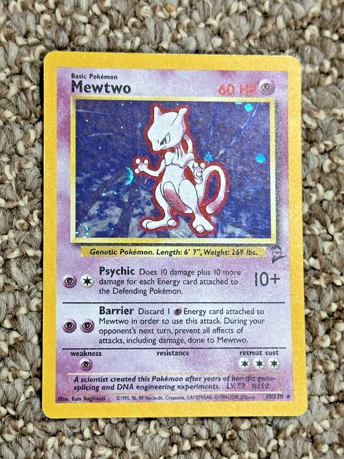 1999 Pokemon TCG Base Set 2 Mewtwo 10/130 Holo Rare WOTC English