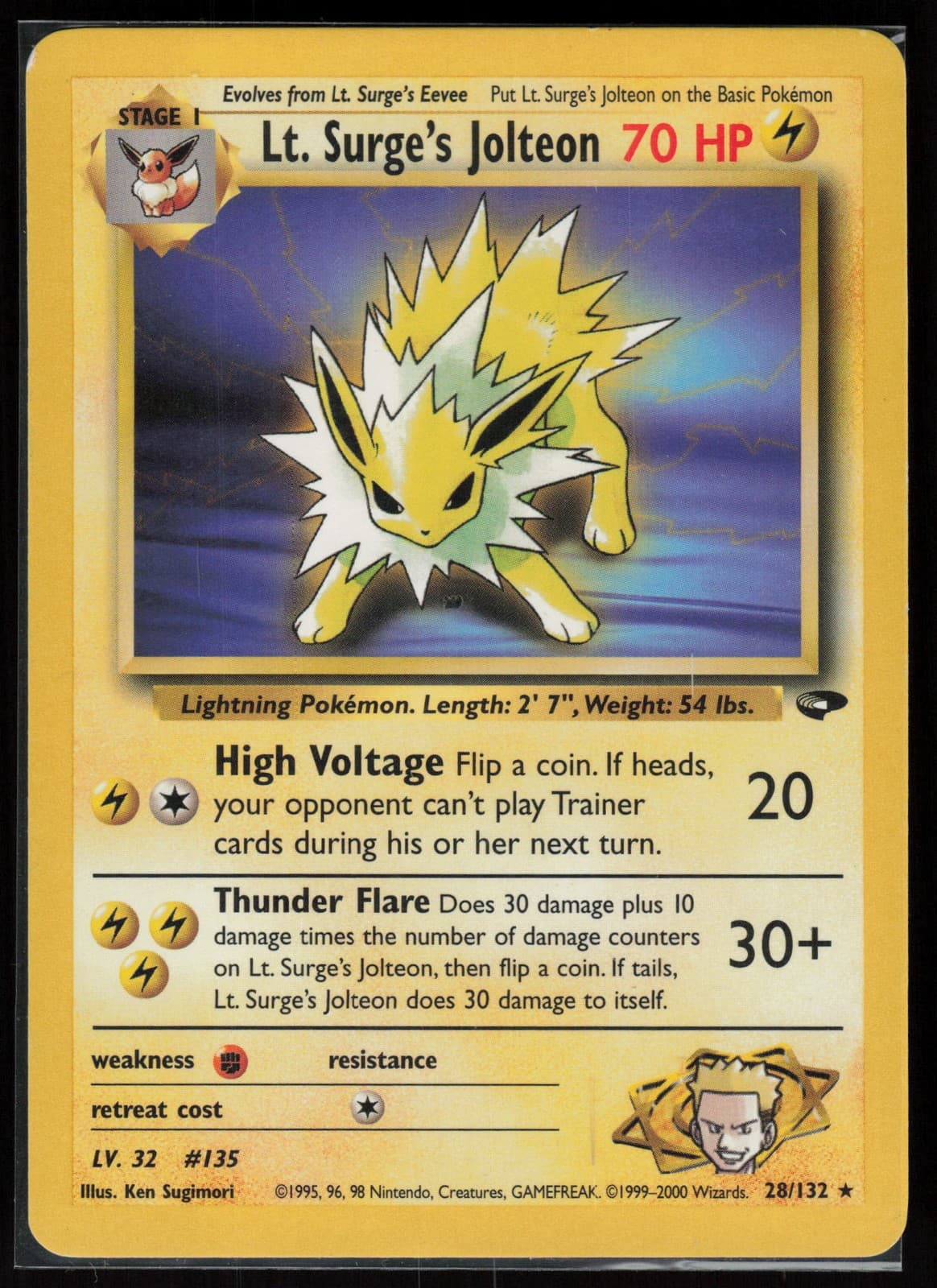 Lt. Surge's Jolteon Rare Gym Challenge 028/132 NM