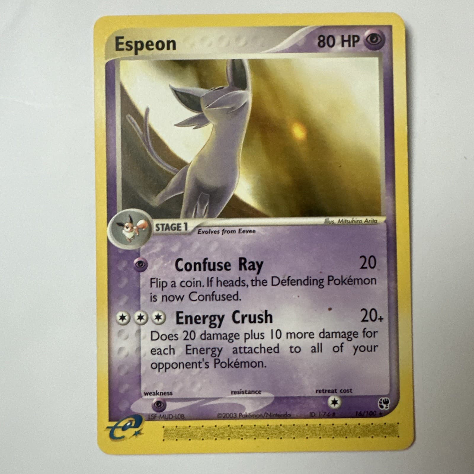 Pokemon Card Espeon 16/100 EX Sandstorm Rare Non Holo Light Play