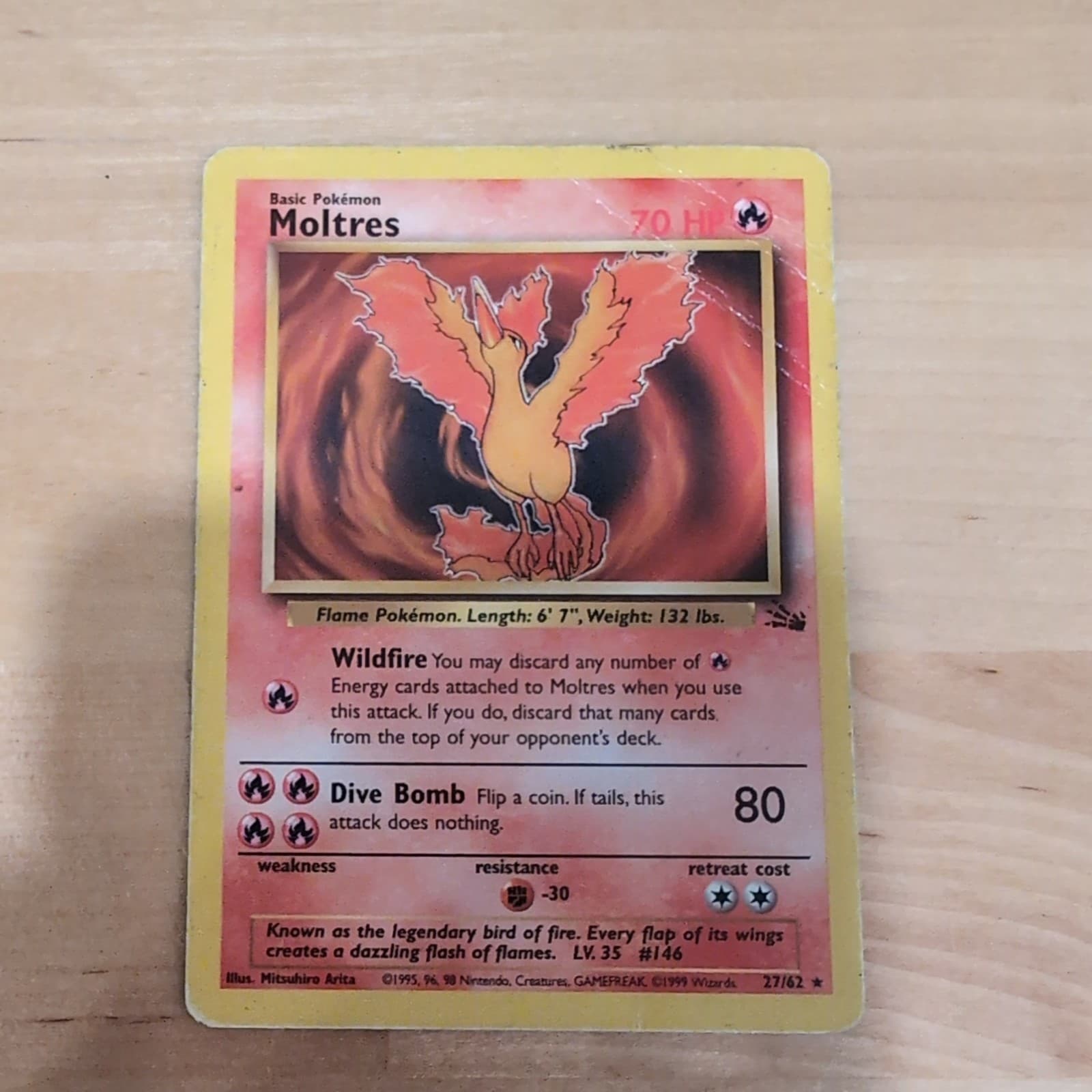 Pokémon TCG Moltres Fossil 12/62 Holo Wizards Holo HP