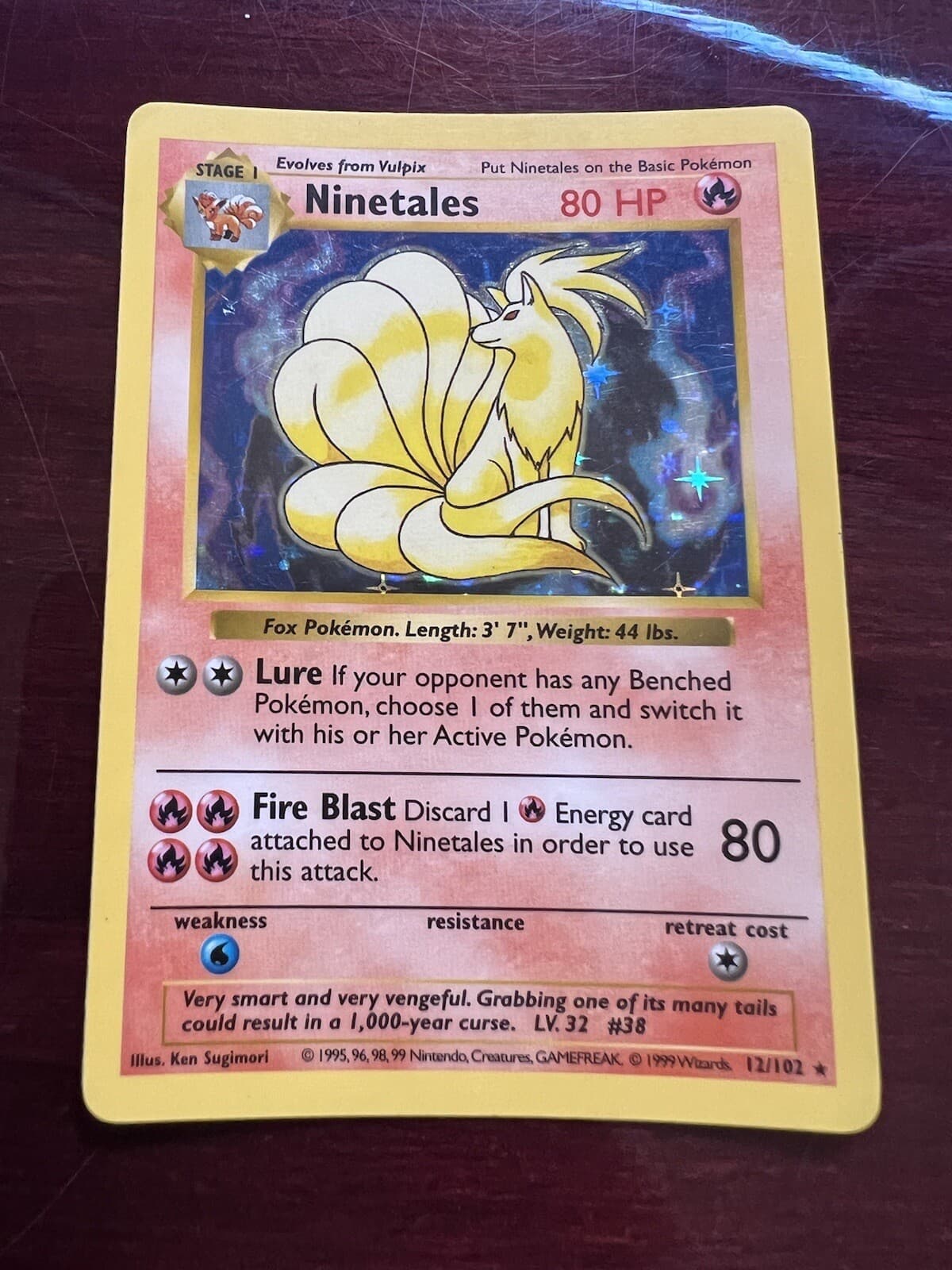 👀 Pokémon TCG Ninetales Base Set 12/102 Holo Shadowless Holo Rare 🔥