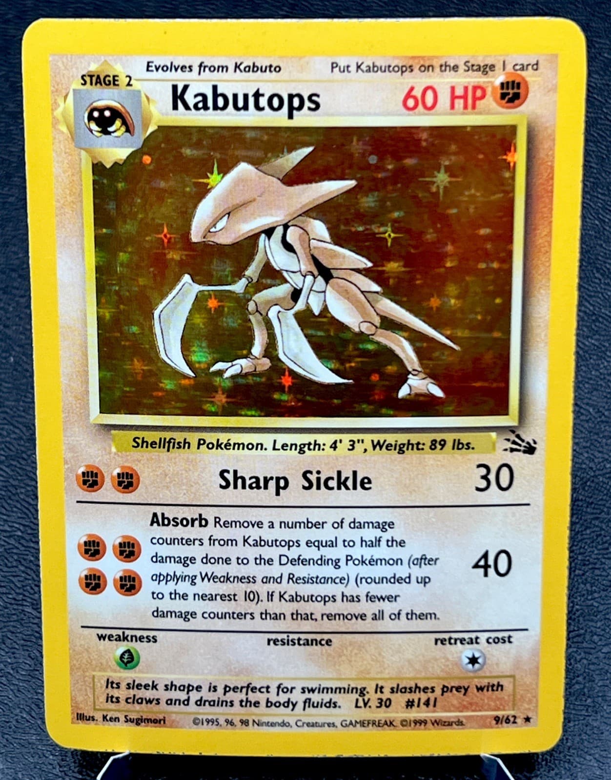 Kabutops 9/62 LP Holo Rare Vintage Fossil WOTC Pokémon Card!