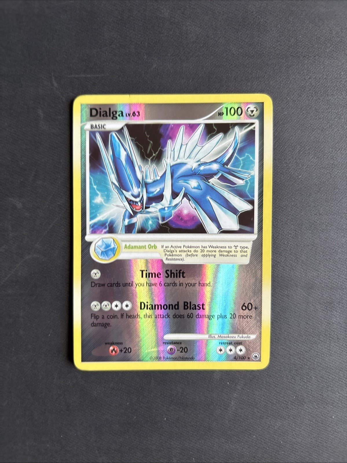 Pokémon TCG Dialga Majestic Dawn 4/100 Reverse Holo Holo Rare 2008 - LP