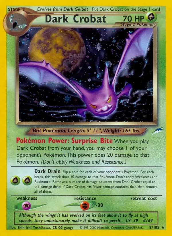 Dark Crobat - 2/105 - Pokemon Neo Destiny Unlimited Holo Rare Card WOTC HP
