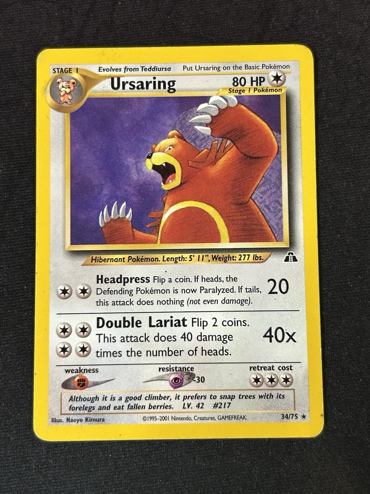 Pokémon Ursaring 34/75 Rare Neo Discovery Unlimited
