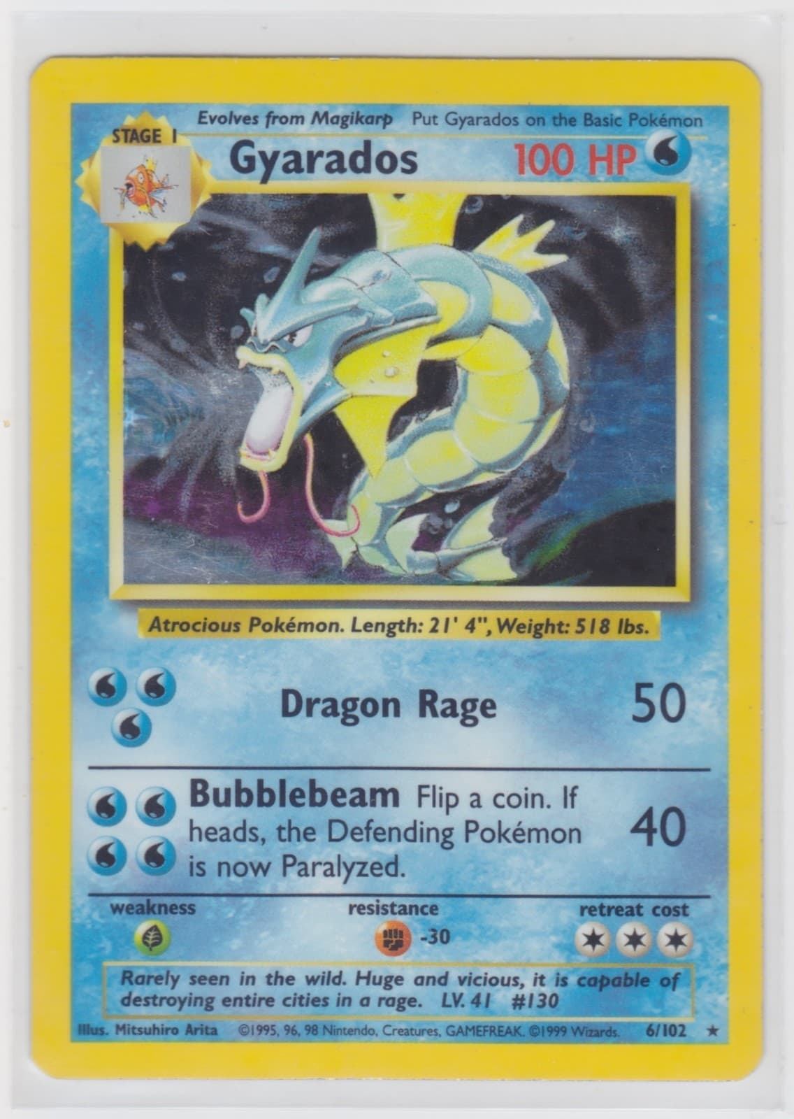 Pokemon TCG Gyarados 1999 Base Set 6/102 Holo Unlimited MP
