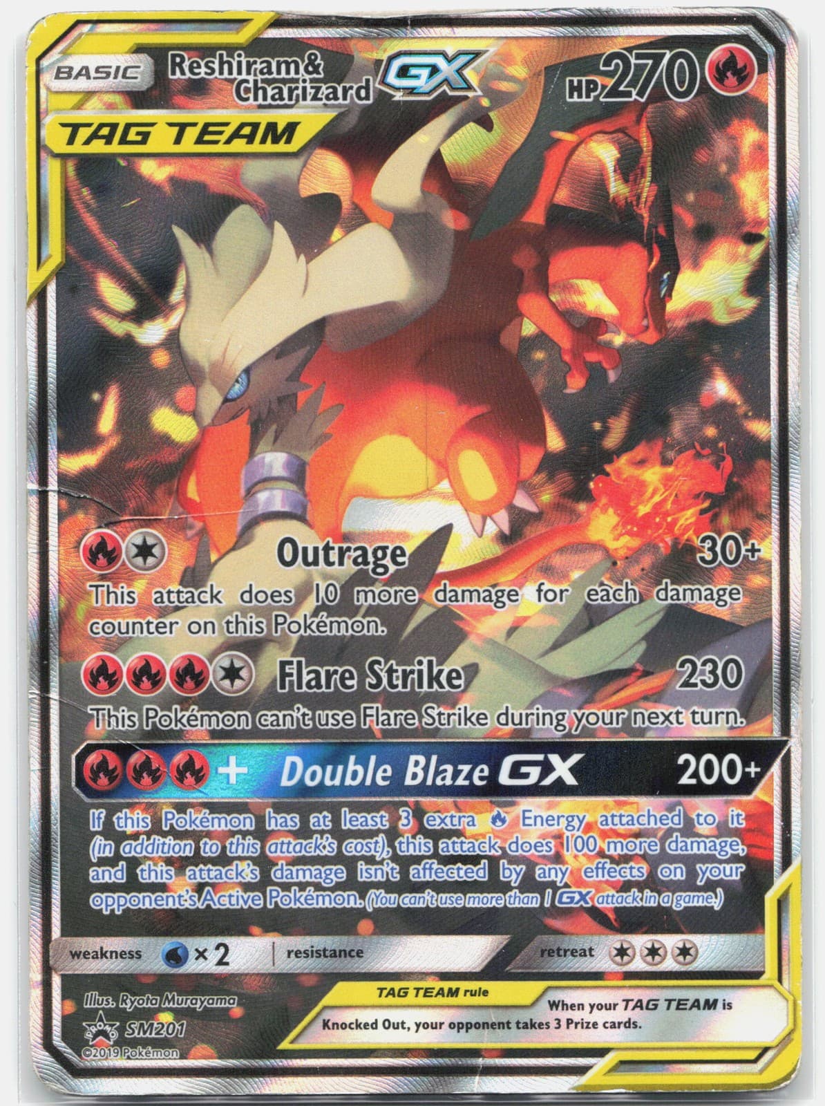 Reshiram & Charizard GX Promo SM Promos SMP Fire Holofoil SM201  HP/DMG