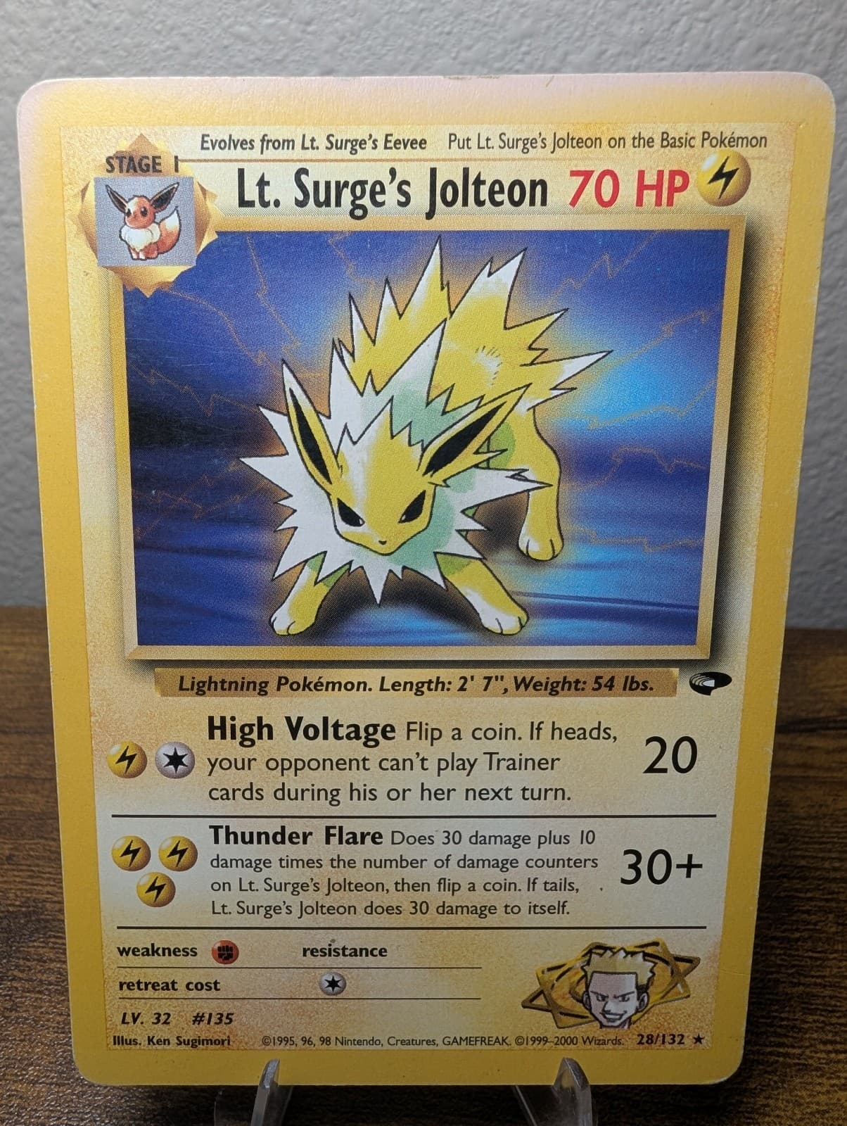Lt. Surge's Jolteon Gym Challenge 28/132 Rare WOTC Vintage 2000 M-HP Pokémon TCG