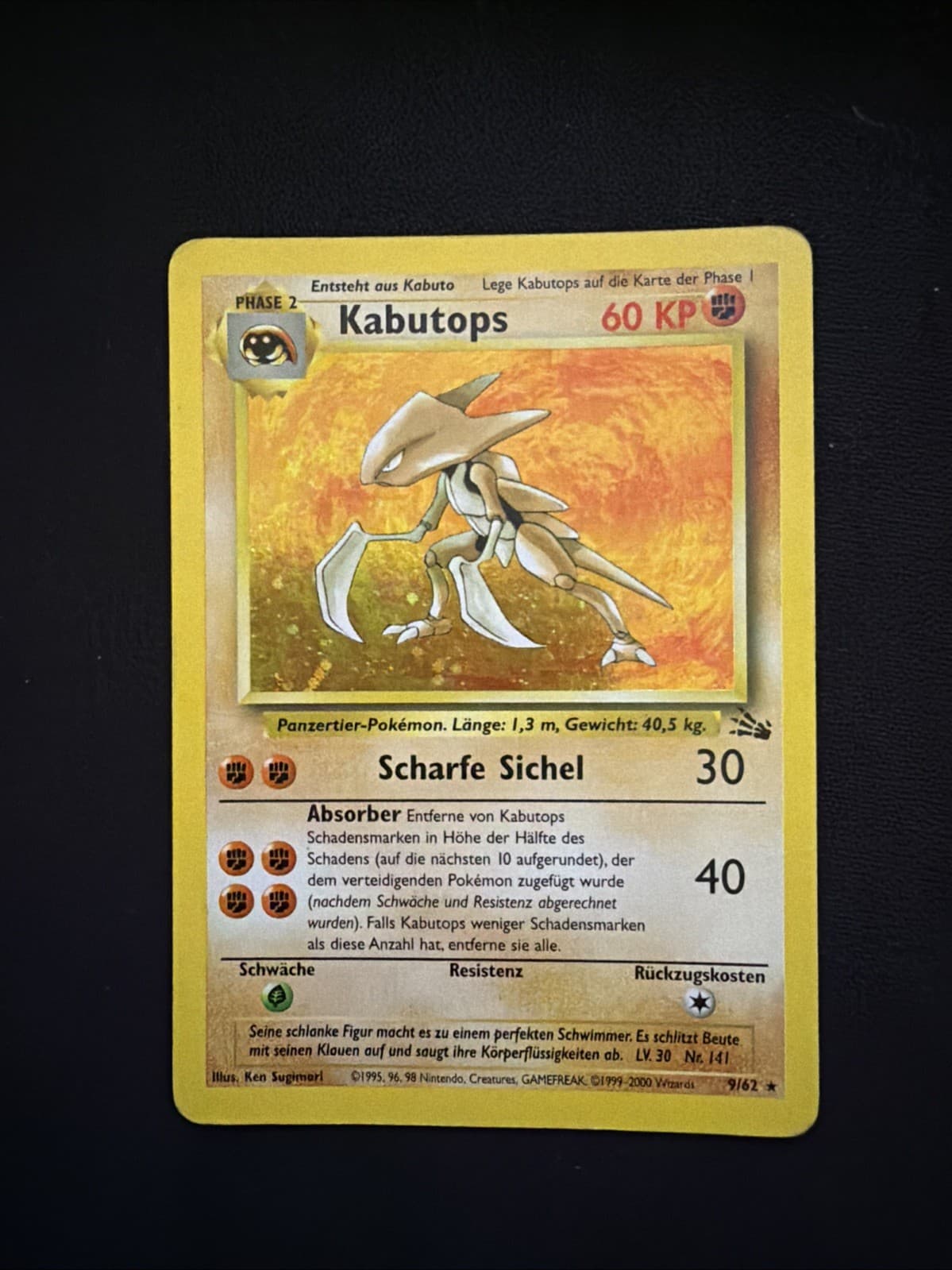Kabutops 9/62 Fossil Holo Unlimited Edition German