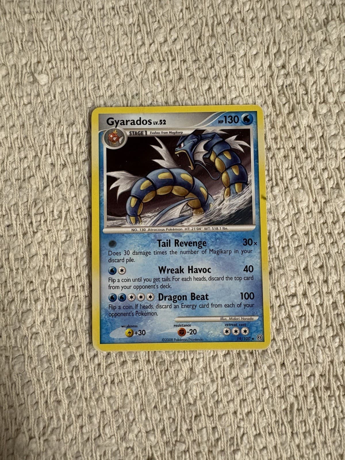 Pokémon Gyarados #19/100 DP Stormfront Rare Non-Holo Vintage TCG Card