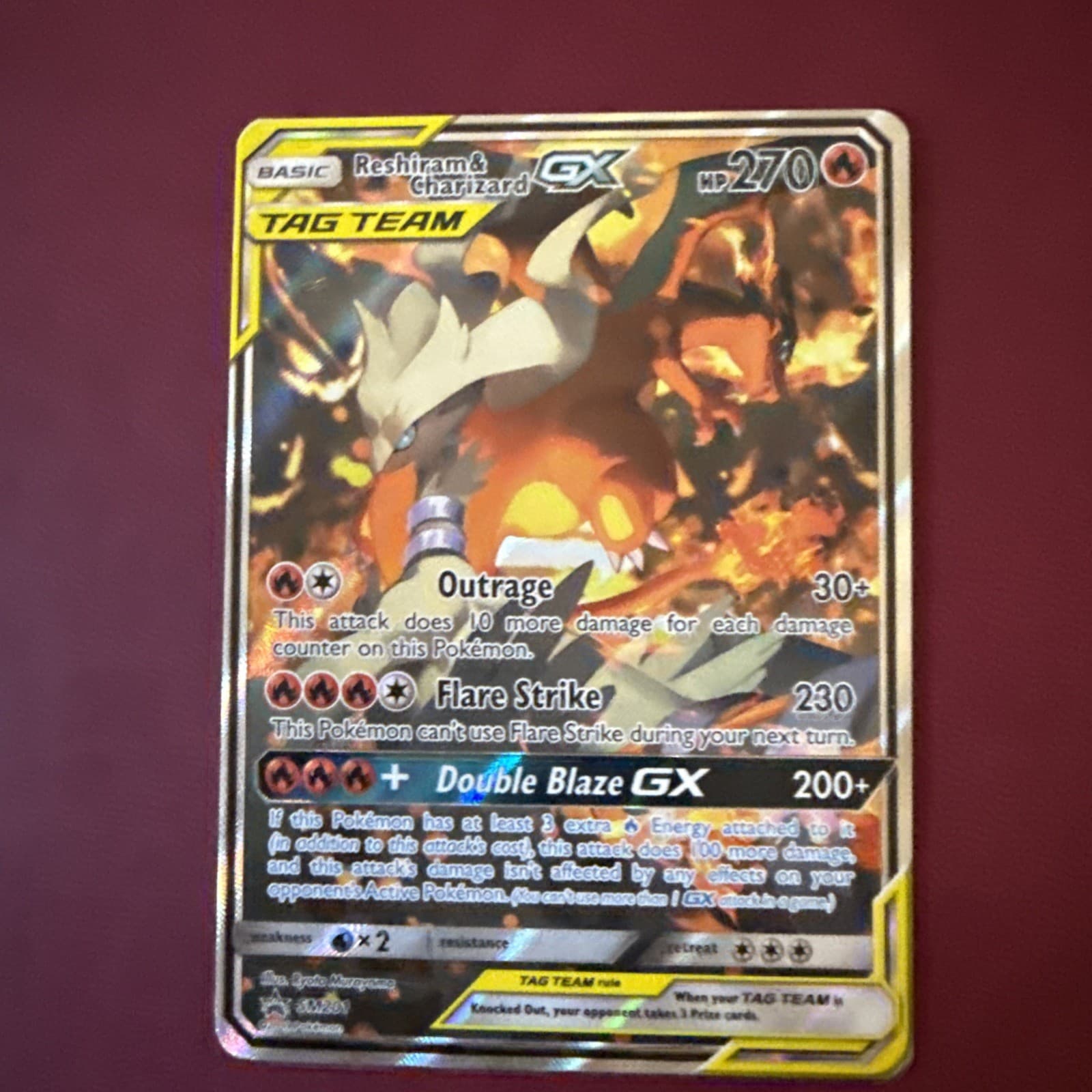 Reshiram & Charizard GX SM201 Tag Team Full Art Promo Pokémon 