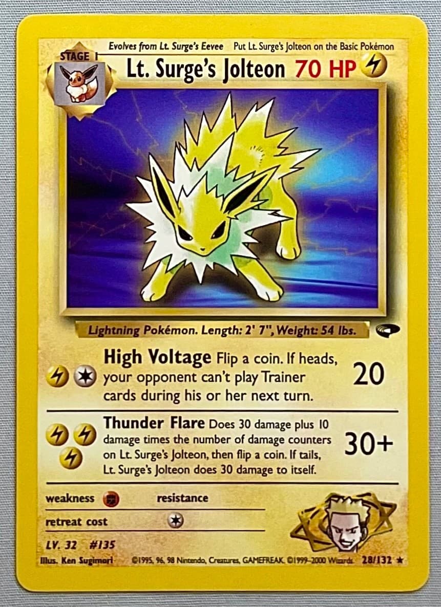 Pokémon Lt. Surge’s Jolteon #28/132 Non-Holo Rare - Unlimited Gym Challenge - NM