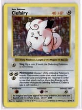 Clefairy 5/102 Holo Holo Rare Base Set Shadowless Pokemon Unlimited Holo LP