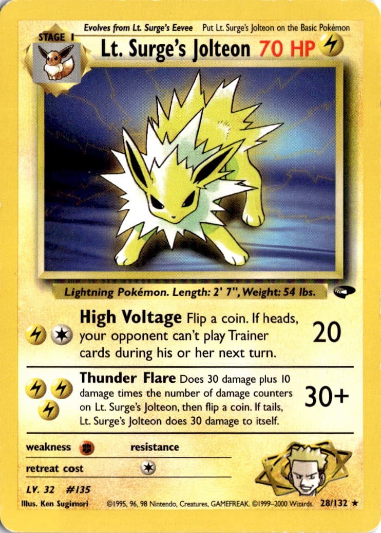 Lt. Surge's Jolteon Rare Gym Challenge 028/132 MP