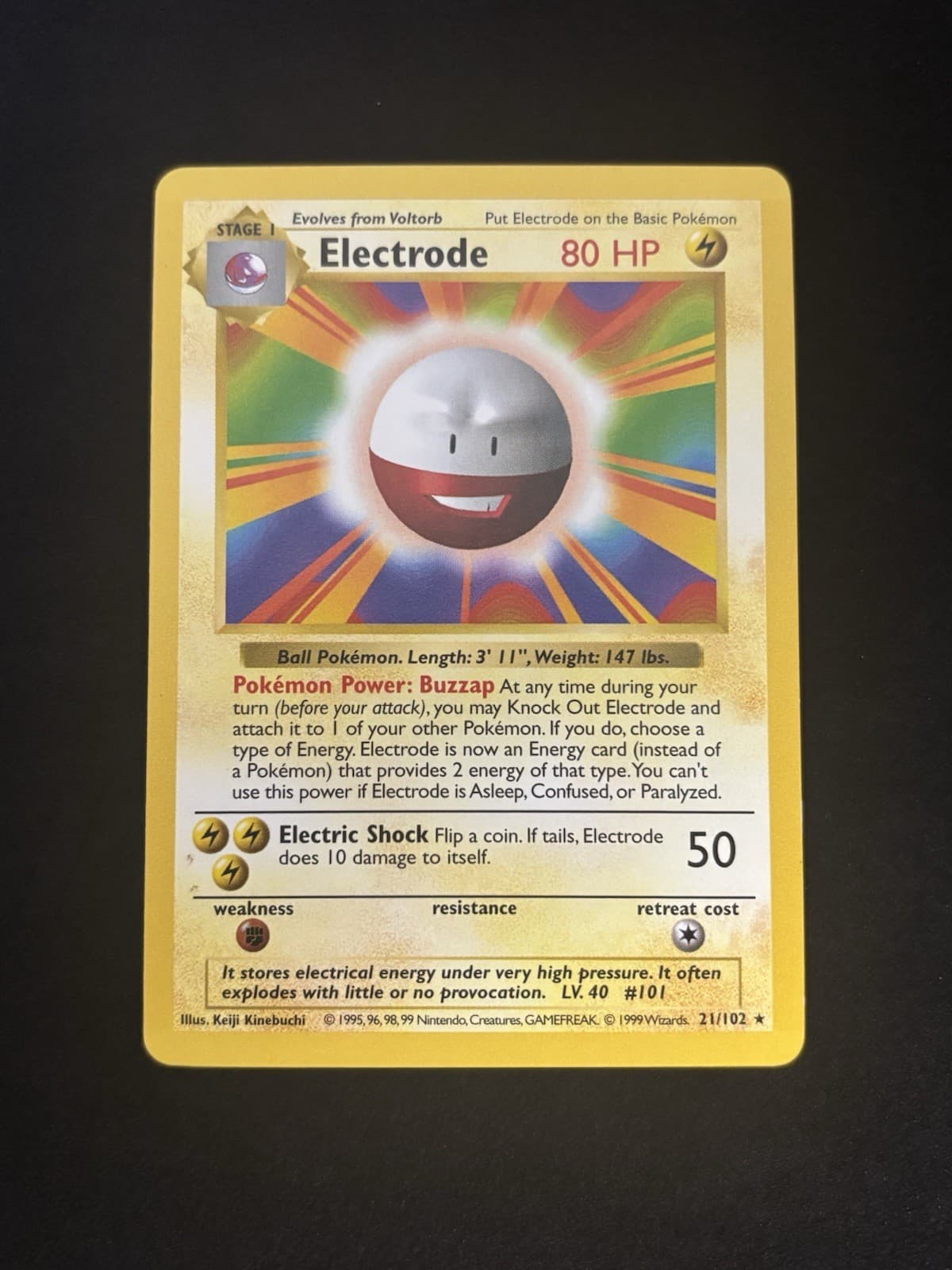 Electrode 021/102 Base Set (Shadowless) Regular Pokemon TCG - LP