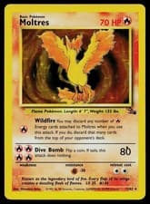 Pokemon Card Fossil Moltres 12/62 Unlimited Holo Rare