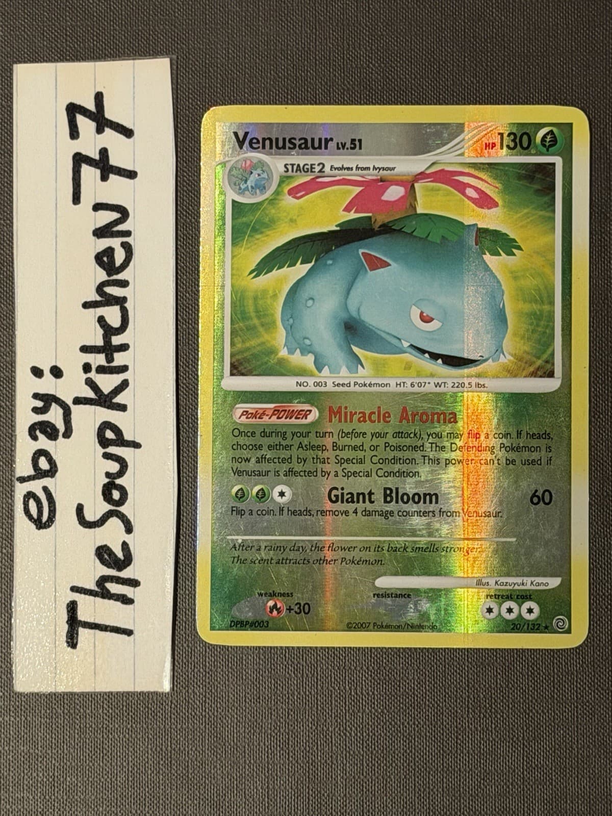 Venusaur 20 132 Reverse Holo Rare Secret Wonders Pokemon Card