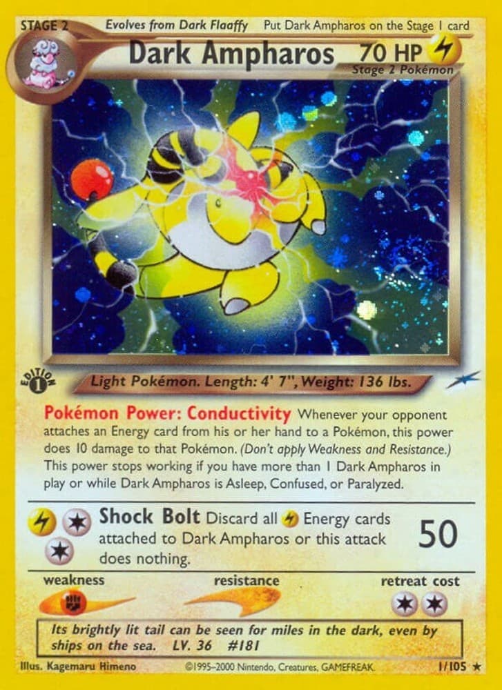 Dark Ampharos 001/105 Unlimited Holofoil Neo Destiny MP EN