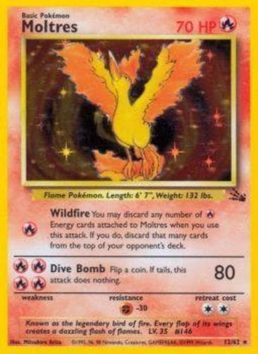 Fossil Moltres - 12/62 - Holo Rare - Unlimited Edition x1 Moderate Play Pokemon